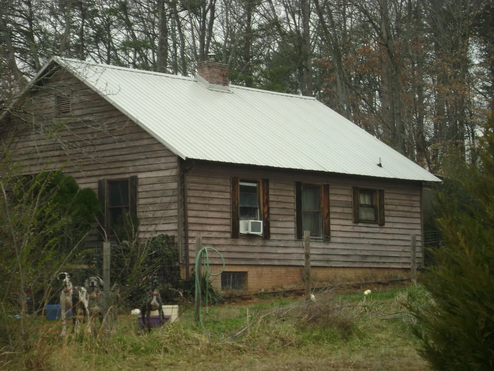 White metal roof on an old wood sided farmhouse, from a Asphalt Shingle Roof Repair job in Fort Recovery